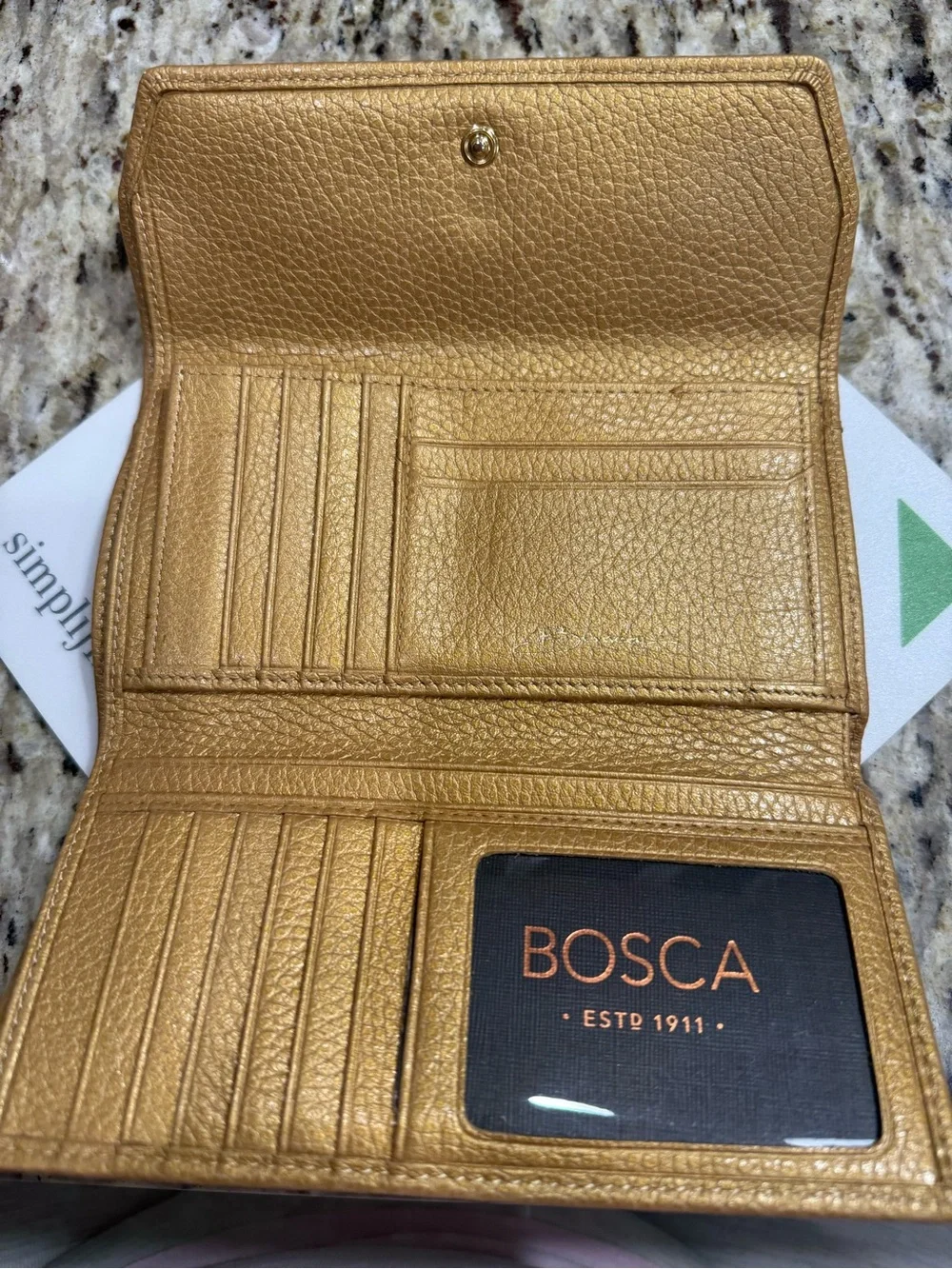 Bosca New Gold Leather Women’s Wallet - Stylish Folded Clutch